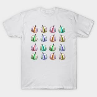 Neon Watercolor Pumpkins Pattern T-Shirt